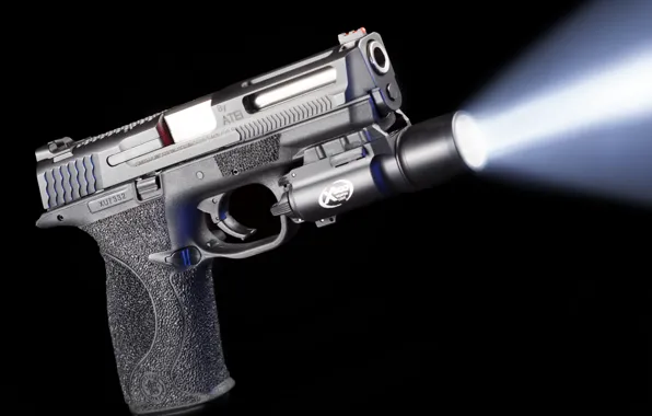 Light, gun, background, ray, flashlight, Smith &amp; Wesson, Springfield, M&amp;P