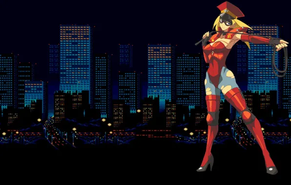 Girl, city, the city, home, skyscrapers, uniform, whip, Bare Knuckle