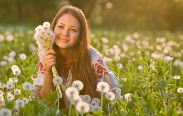 Girl, dandelion, Ukrainian, embroidery