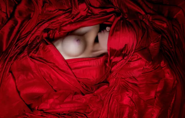 BODY, CHEST, NIPPLE, RED, FABRIC, SILK, photographer Dave Kelley