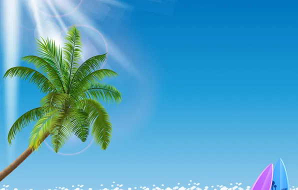 Sea, beach, palm trees