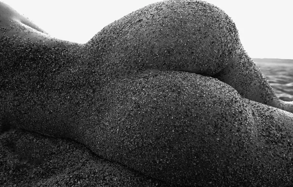 Sand, white, beach, ass, ass, girl, grey, black