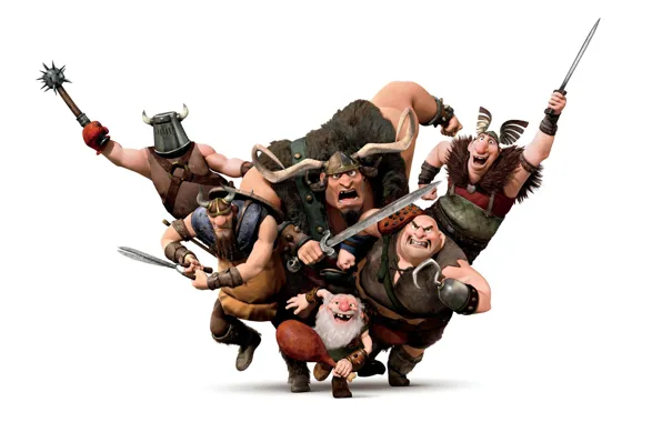 Attack, cartoon, warriors, Rapunzel, the Vikings