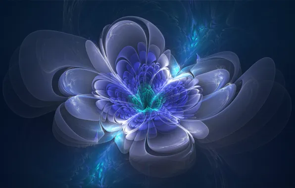 Picture flower, blue, green, lights, lilac, blue, graphics, petals