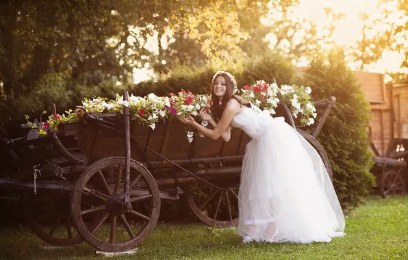 Girl, flowers, coach