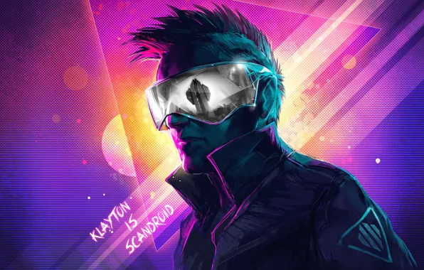 Picture pink, neon, Monochrome, guy, celldweller, Scandroid