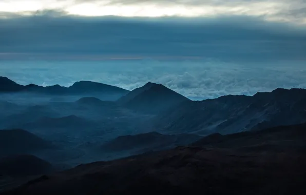 Picture the sky, clouds, mountains, nature, USA, Haleakala national Park, The Hawaiian Islands