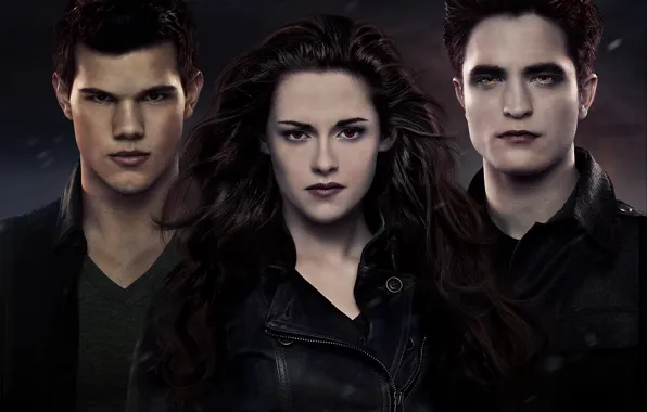 Picture Kristen Stewart, Robert Pattinson, Black, movie, screen, room, Taylor Lautner, Edward