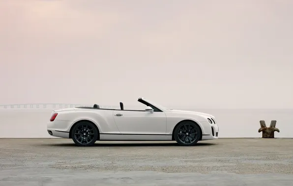 Auto, Bentley, Continental, White, Convertible, Side view
