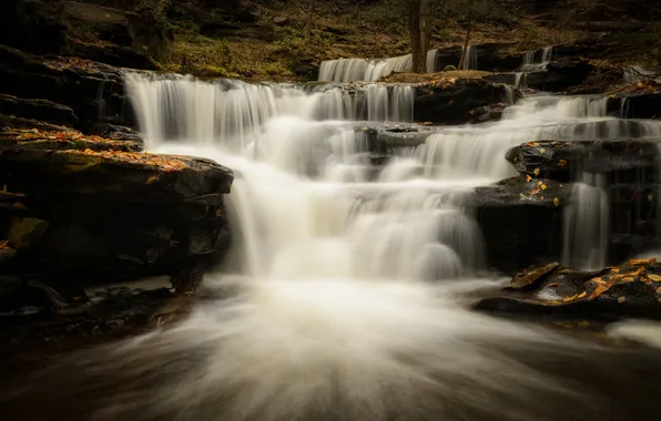 Picture autumn, waterfall, cascade, Pennsylvania, Ricketts Glen State Park