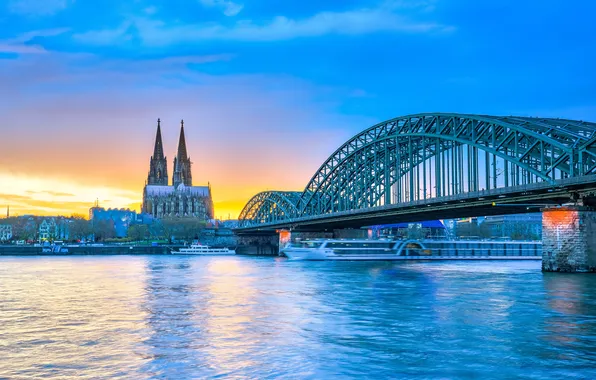 Picture cathedral, river, skyline, bridge, germany, travel, landmark, dom