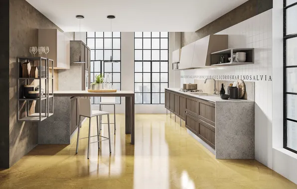 Style, interior, kitchen, megapolis, dining room, city apartment, dining area, Italian design