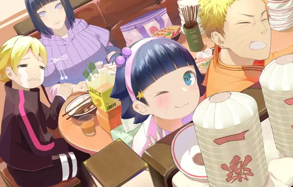 Boruto with Himawari and Hinata