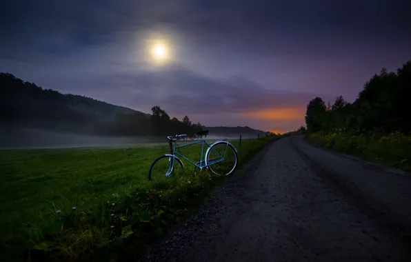 Road, night, bike