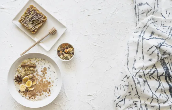Breakfast, honey, cinnamon, banana, yogurt, Anis, granola