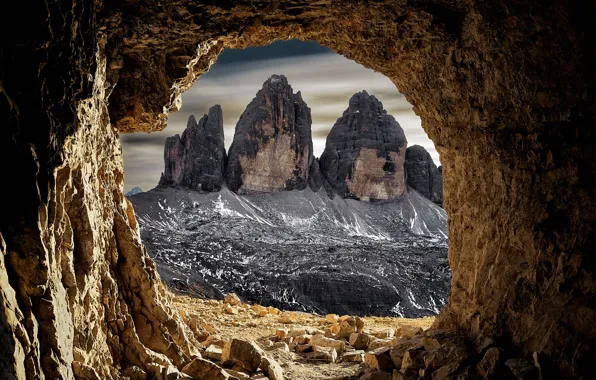 Mountains, rocks, Italy, cave, the grotto, The Dolomites