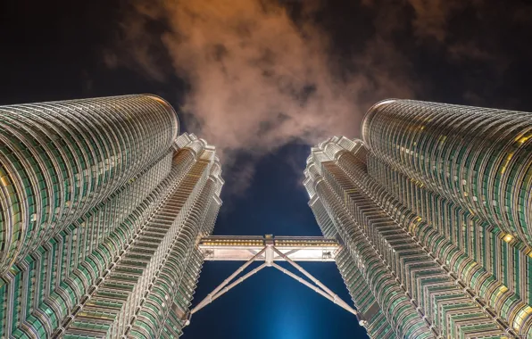The sky, the city, building, cloud, Malaysia, bottom view, Kuala Lumpur