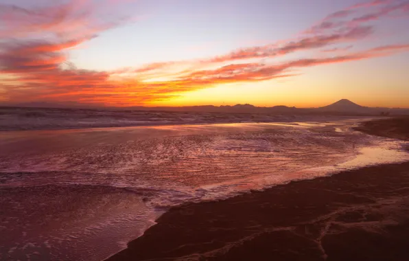 Sea, wave, the sky, landscape, mountains, hills, shore, mountain
