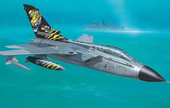 Picture sea, figure, ship, art, fighter-bomber, Panavia Tornado