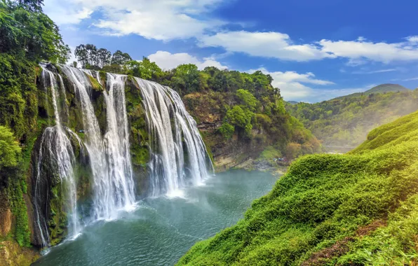 Landscape, river, rocks, waterfall, summer, river, landscape, beautiful