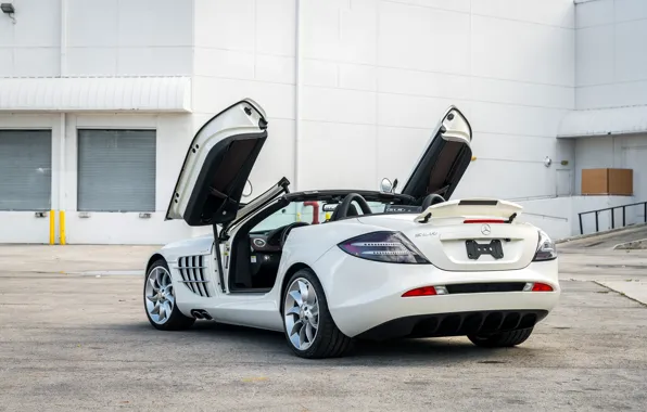 Picture Roadster, White, Supercar, 2009, Wing, Mercedes-Benz SLR McLaren