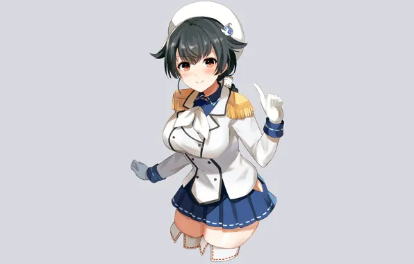 Girl, sexy, thighhighs, brown eyes, anime, beautiful, short hair, pretty