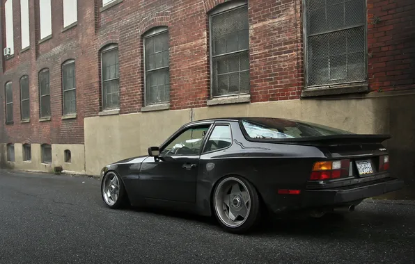 Street, black, porsche, Porsche, black, stance, 944
