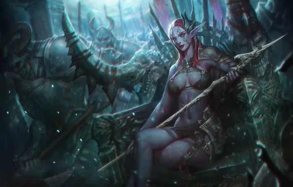Girl, Armor, Girl, Soldiers, Army, Fantasy, Elf, Art