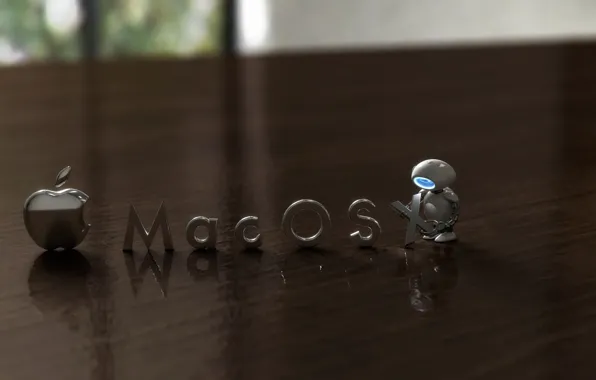 Table, robot, blur, mac os