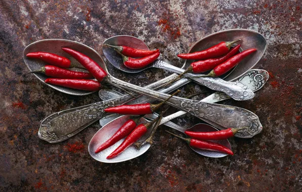 Picture red, pepper, spoon, burning