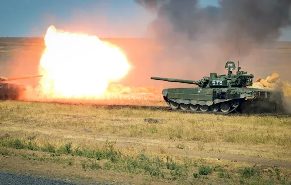 Fire, polygon, main battle tank, T-72