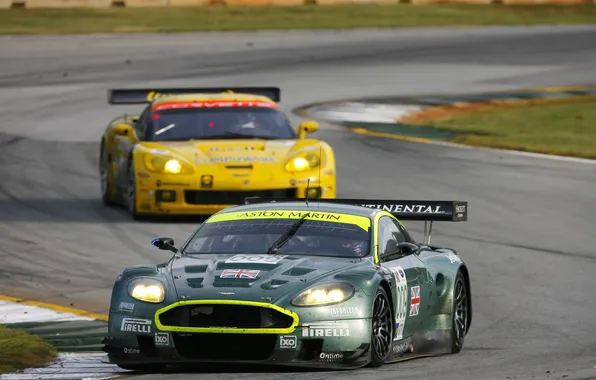 Picture Aston Martin, race, track, chevrolet corvette