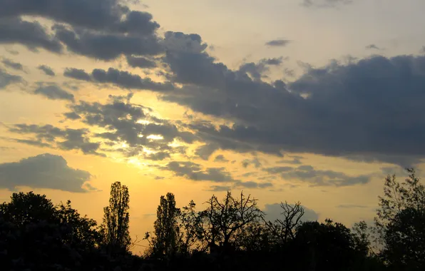 Sky, sunset, cloud
