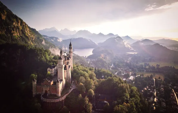 The sky, mountains, castle, Germany, valley