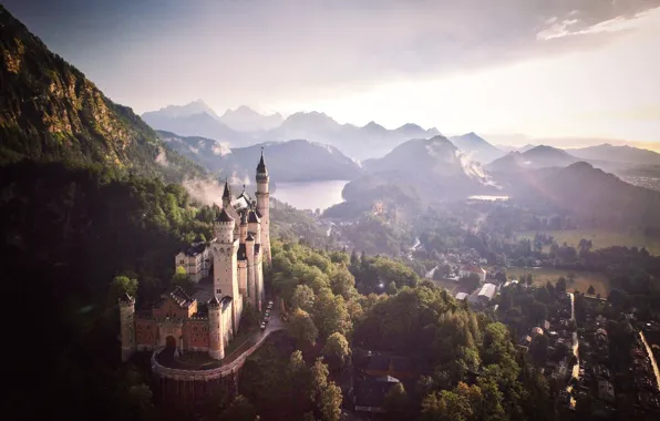 Picture the sky, mountains, castle, Germany, valley