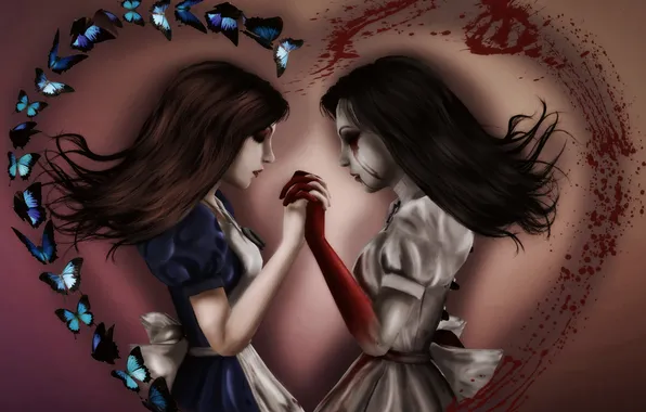 Girl, blood, dress, art, alice, Alice: Madness Returns