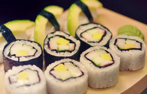 Picture fish, figure, sushi, rolls