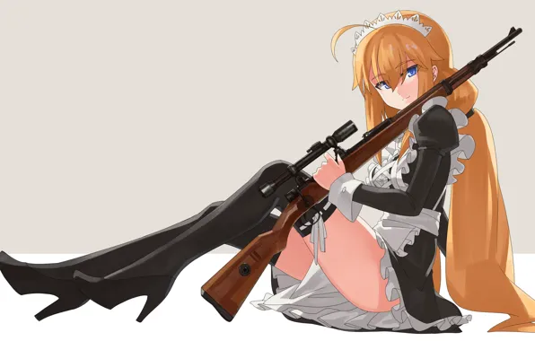Picture girl, weapons, rifle