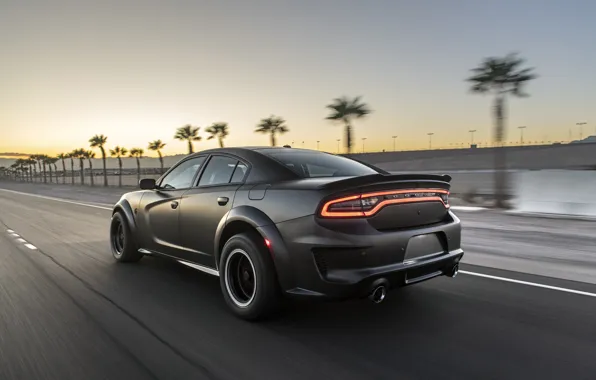 Sunset, speed, the evening, Dodge, Charger, AWD, 2019, SpeedKore