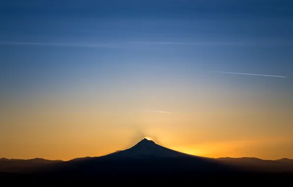 Landscape, mountain, silhouette, Oregon, Portland, Rocky Butte