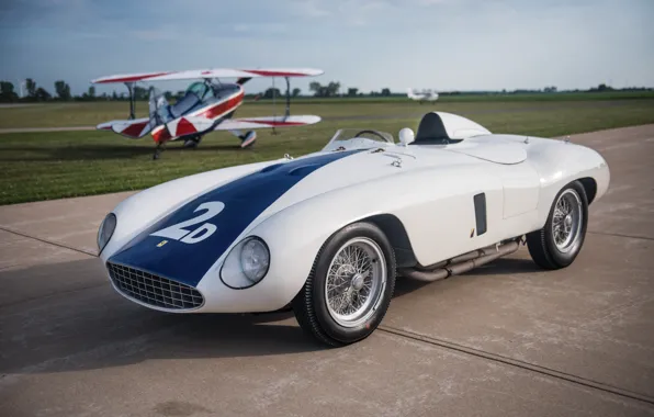 The plane, Biplane, Spokes, Ferrari, Classic, Classic car, 1955, Sports car
