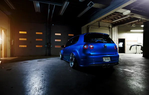 Blue, tuning, volkswagen, drives, Golf, golf, gti, back