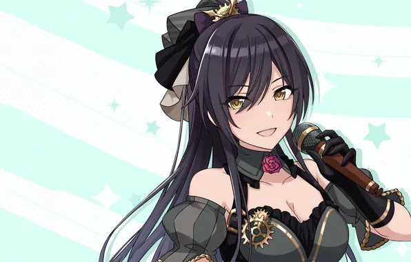 Girl, sexy, cleavage, blouse, long hair, boobs, smile, anime