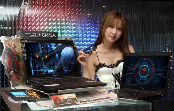 Picture girl, glasses, Gamer, samsung, blade and soul