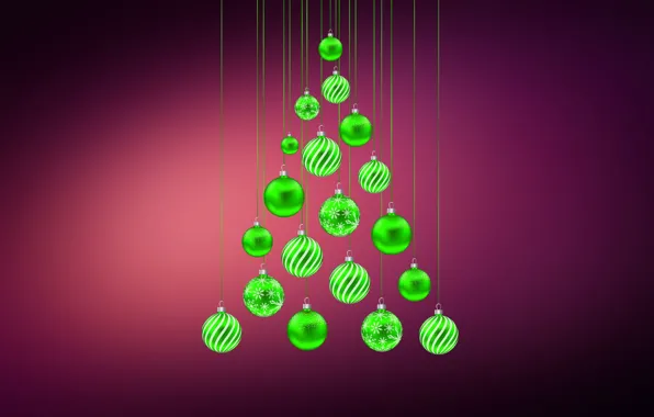 Winter, Minimalism, Balls, Background, New year, Tree, Decoration, Holiday