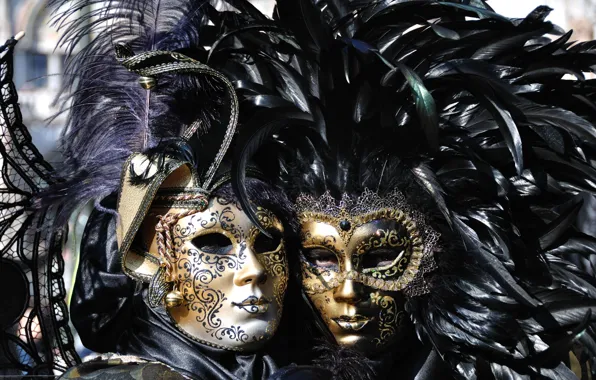 Picture feathers, mask, carnival of venice