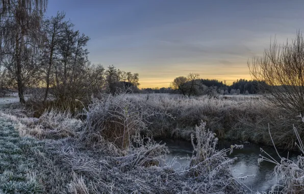 Picture frost, nature, river