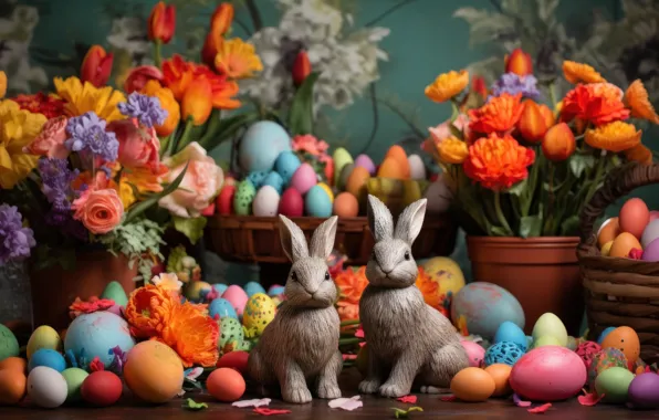 Look, holiday, hare, eggs, spring, rabbit, Easter, rabbits