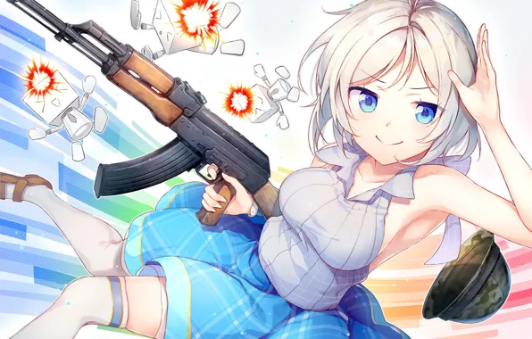 Wallpaper girl, weapons, machine