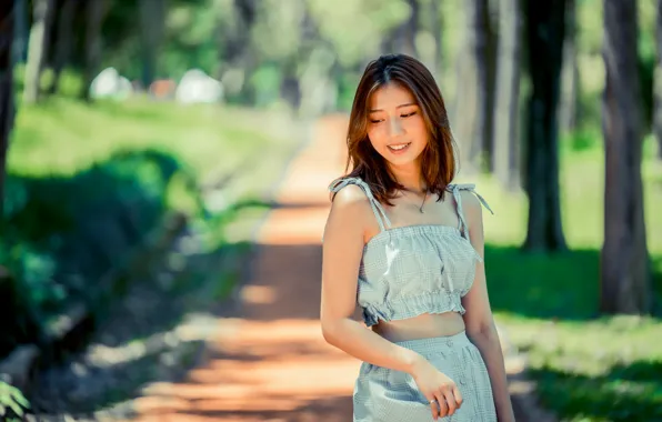 Girl, Asian, cutie, bokeh